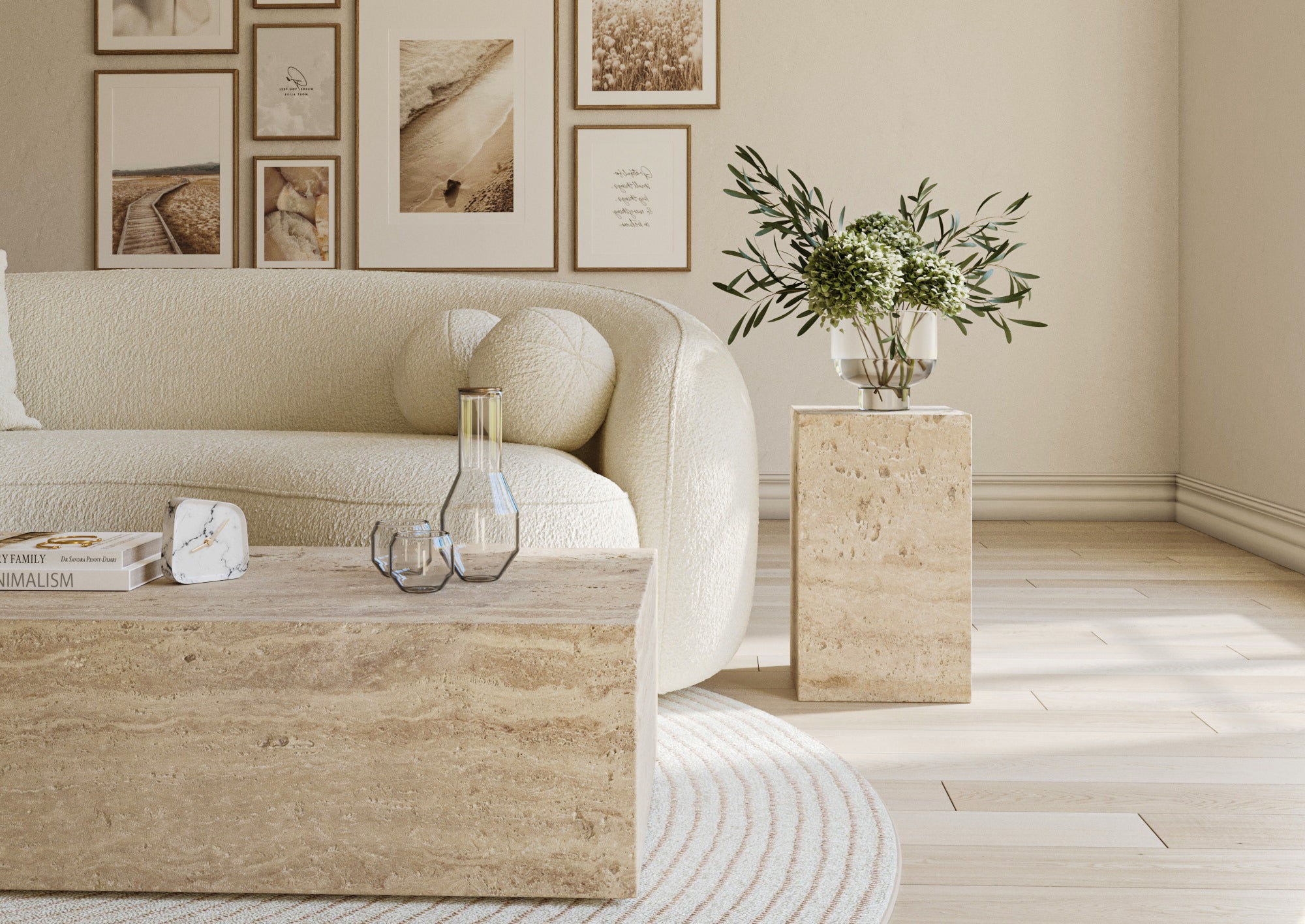 Mara Travertine Side Table