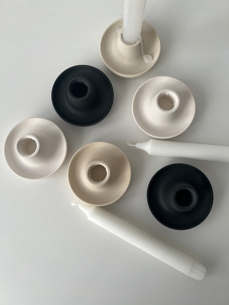 Scandi candle + holder (set x2)