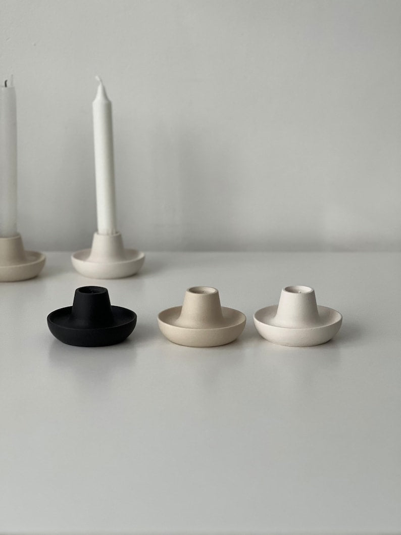Scandi candle + holder (set x2)